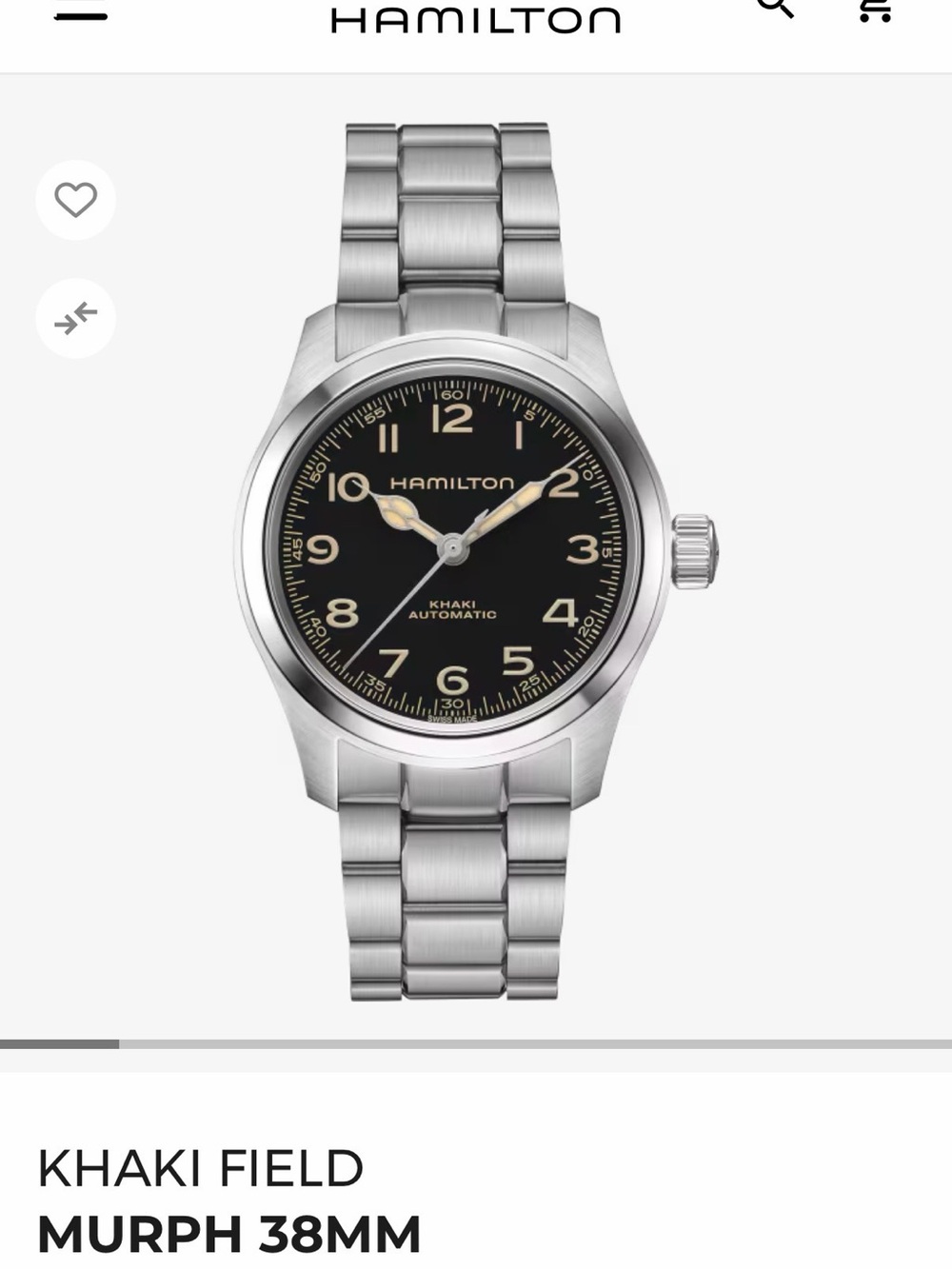 Hamilton Khaki Field Watch - Black Dial with Cream Accents and Silver Bracelet
